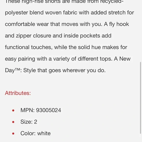 a new day Women's High Waist White Shorts - Picture 3 of 4